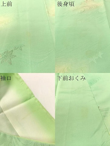 平和屋着物▼上質な小紋　地紋起こし　竜田川文　暈し染め　銀糸　正絹　逸品　CABC2537vp