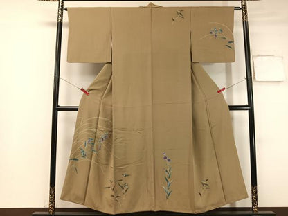 平和屋着物▼訪問着 友禅 手描き 草花文 正絹 逸品 CABC2568vp