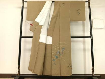 平和屋着物▼訪問着 友禅 手描き 草花文 正絹 逸品 CABC2568vp