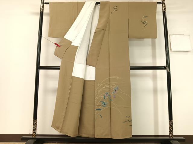 平和屋着物▼訪問着 友禅 手描き 草花文 正絹 逸品 CABC2568vp