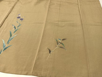 平和屋着物▼訪問着 友禅 手描き 草花文 正絹 逸品 CABC2568vp