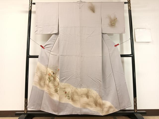 平和屋着物▼訪問着 刺繍 草花文 暈し染め 金彩 正絹 逸品 CABC2575vp