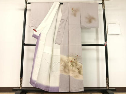 平和屋着物▼訪問着 刺繍 草花文 暈し染め 金彩 正絹 逸品 CABC2575vp