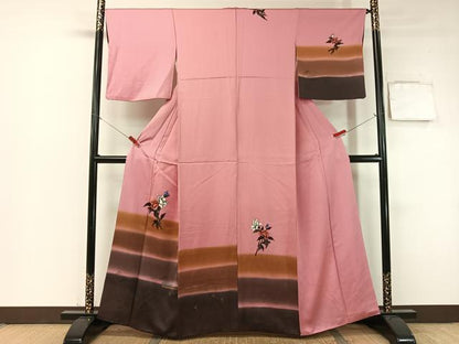 平和屋着物▼訪問着 孔雀花文 暈し染め 金彩 正絹 逸品 CABC2582vp