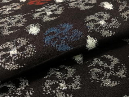 平和屋着物●久留米絣 単衣 吉祥文 黒地 綿 逸品 CABC2624vp