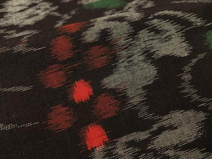 平和屋着物●久留米絣 単衣 葡萄蔦の葉文 黒地 綿 逸品 未使用 CABC2625vp