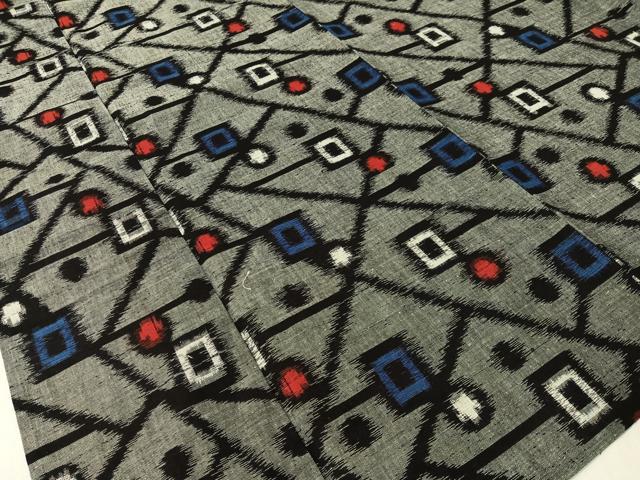 平和屋着物●久留米絣 単衣 幾何学文様 綿 逸品 未使用 CABC2626vp
