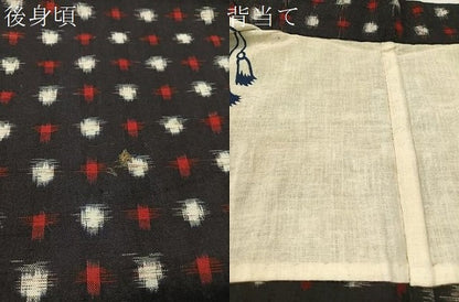 平和屋着物●久留米絣 単衣 絣文様 黒地 綿 逸品 CABC2627vp