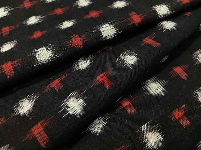 平和屋着物●久留米絣 単衣 絣文様 黒地 綿 逸品 CABC2627vp