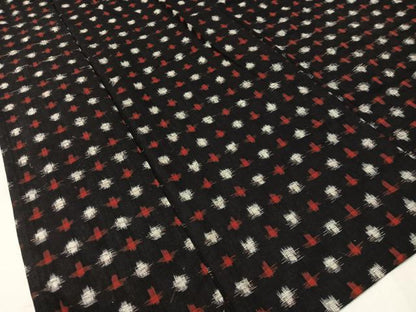 平和屋着物●久留米絣 単衣 絣文様 黒地 綿 逸品 CABC2627vp