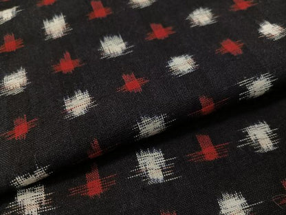 平和屋着物●久留米絣 単衣 絣文様 黒地 綿 逸品 CABC2627vp