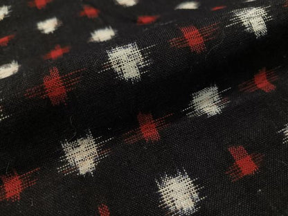 平和屋着物●久留米絣 単衣 絣文様 黒地 綿 逸品 CABC2627vp