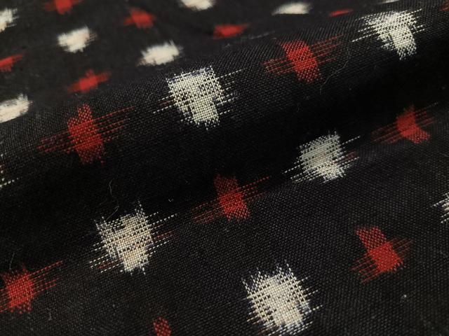 平和屋着物●久留米絣 単衣 絣文様 黒地 綿 逸品 CABC2627vp