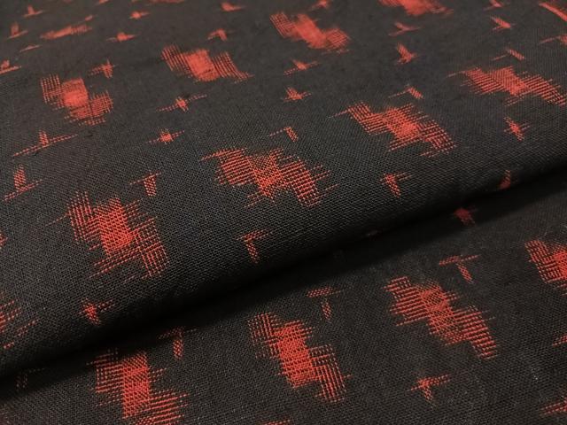 平和屋着物●久留米絣 単衣 絣吉祥文 黒地 綿 逸品 CABC2628vp