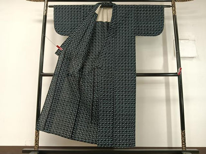 平和屋着物●久留米絣 単衣 絣吉祥文様 綿 逸品 CABC2629vp