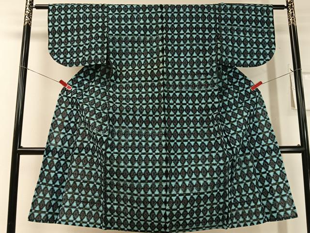 平和屋着物●久留米絣 単衣 菱吉祥文 綿 逸品 CABC2630vp
