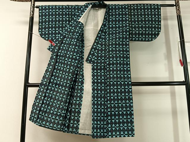 平和屋着物●久留米絣 単衣 菱吉祥文 綿 逸品 CABC2630vp