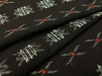 平和屋着物▽本場琉球絣 綿琉球 単衣 黒地 綿 逸品 CABC2631vp
