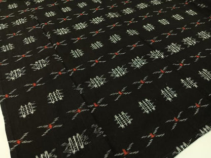 平和屋着物▽本場琉球絣 綿琉球 単衣 黒地 綿 逸品 CABC2631vp