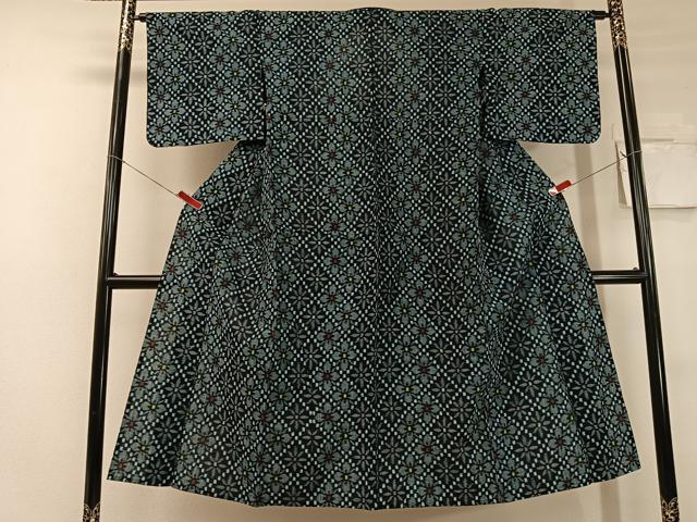 平和屋着物●久留米絣 単衣 花菱文 綿 逸品 CABC2632vp