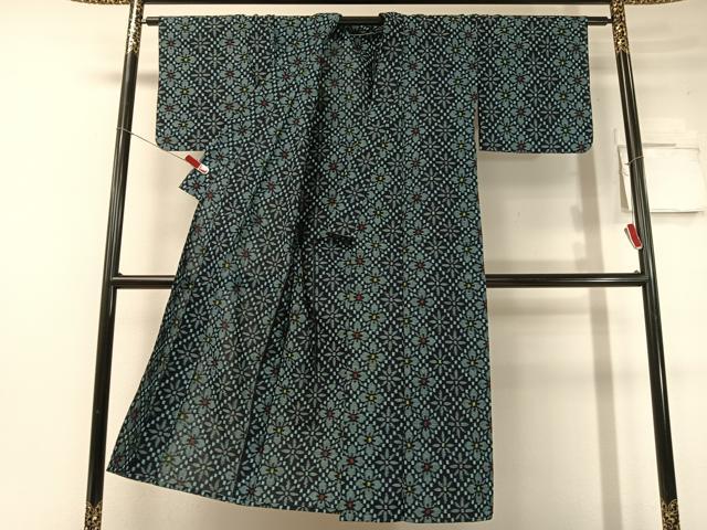 平和屋着物●久留米絣 単衣 花菱文 綿 逸品 CABC2632vp