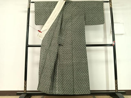 平和屋着物●久留米絣 単衣 絣文様 綿 逸品 CABC2634vp