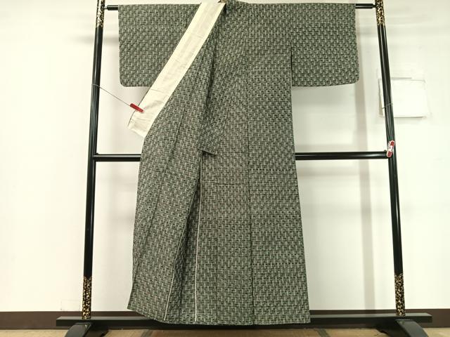 平和屋着物●久留米絣 単衣 絣文様 綿 逸品 CABC2634vp