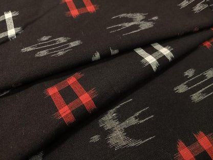 平和屋着物▽本場琉球絣 綿琉球 単衣 黒地 綿 逸品 CABC2636vp