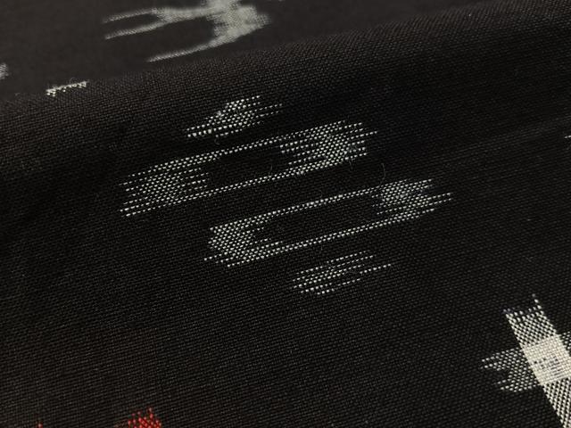 平和屋着物▽本場琉球絣 綿琉球 単衣 黒地 綿 逸品 CABC2636vp