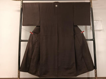 平和屋着物●男性 色紋付 似せ紫色 正絹 逸品 CABC2639vp