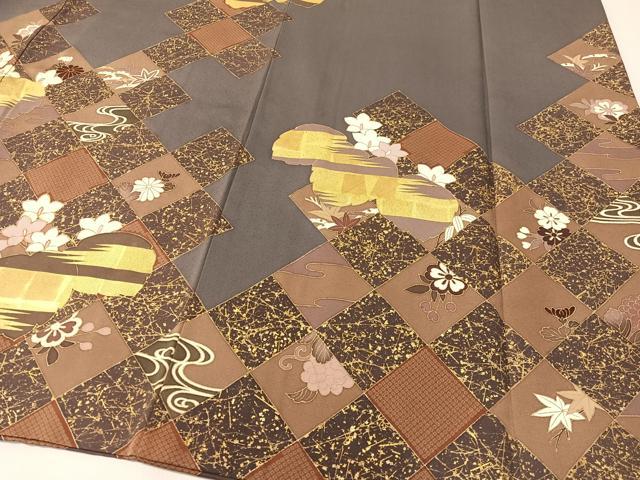 平和屋着物●訪問着 駒刺繍 菱吉祥桐花文 金彩 正絹 逸品 CABC2641vp