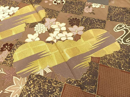 平和屋着物●訪問着 駒刺繍 菱吉祥桐花文 金彩 正絹 逸品 CABC2641vp
