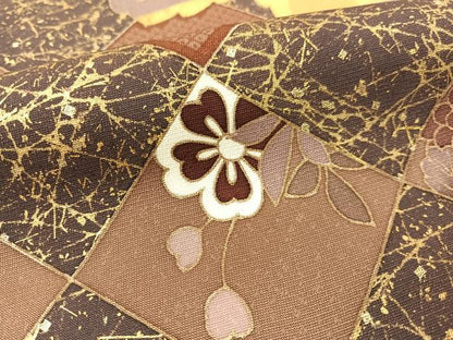 平和屋着物●訪問着 駒刺繍 菱吉祥桐花文 金彩 正絹 逸品 CABC2641vp