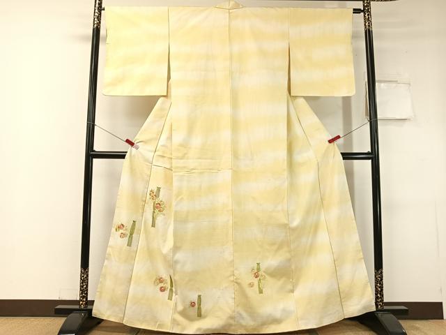 平和屋着物●色留訪問着 紬地 総刺繍 吉祥花文 正絹 逸品 CABC2642vp