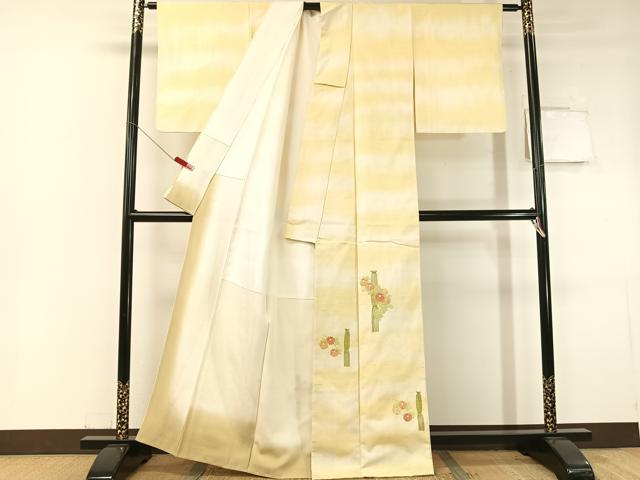 平和屋着物●色留訪問着 紬地 総刺繍 吉祥花文 正絹 逸品 CABC2642vp