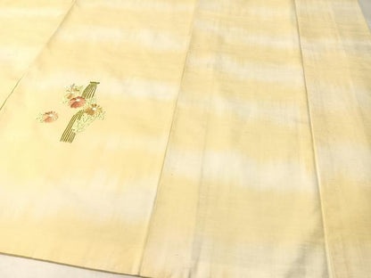 平和屋着物●色留訪問着 紬地 総刺繍 吉祥花文 正絹 逸品 CABC2642vp