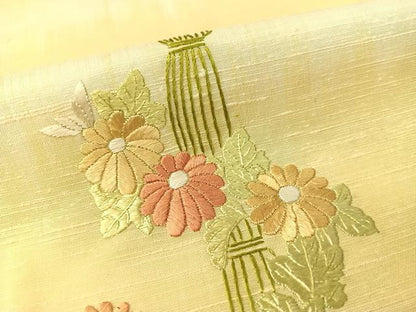 平和屋着物●色留訪問着 紬地 総刺繍 吉祥花文 正絹 逸品 CABC2642vp