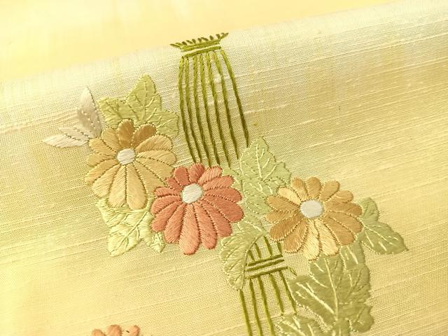 平和屋着物●色留訪問着 紬地 総刺繍 吉祥花文 正絹 逸品 CABC2642vp