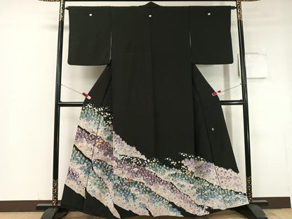平和屋着物●豪華黒留袖 友禅 作家物 花鳥文 正絹 逸品 CABC2643vp