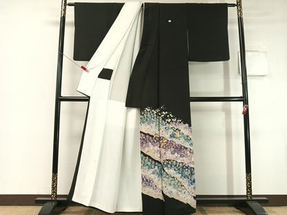 平和屋着物●豪華黒留袖 友禅 作家物 花鳥文 正絹 逸品 CABC2643vp