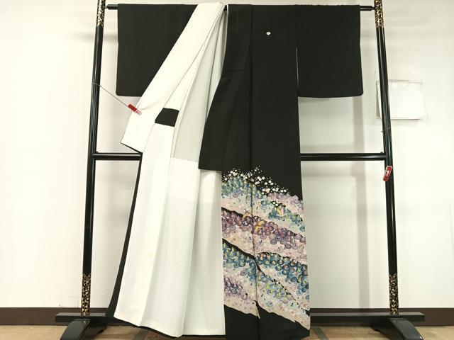 平和屋着物●豪華黒留袖 友禅 作家物 花鳥文 正絹 逸品 CABC2643vp