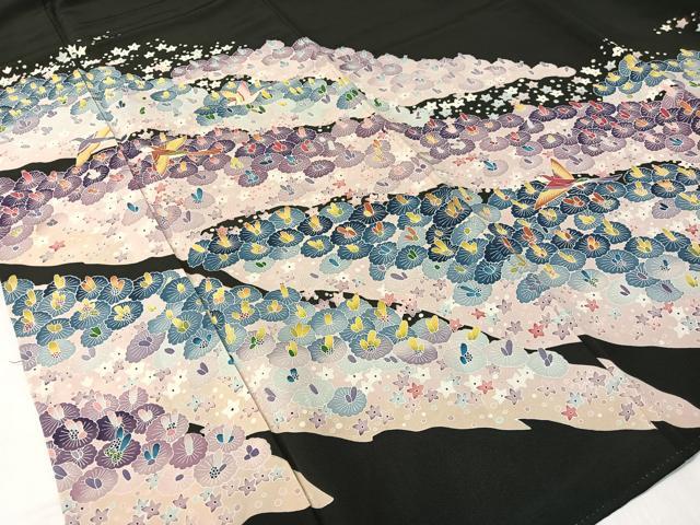 平和屋着物●豪華黒留袖 友禅 作家物 花鳥文 正絹 逸品 CABC2643vp