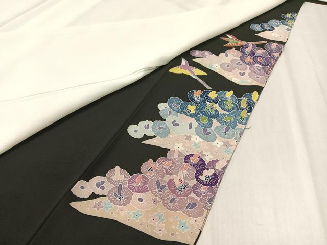 平和屋着物●豪華黒留袖 友禅 作家物 花鳥文 正絹 逸品 CABC2643vp