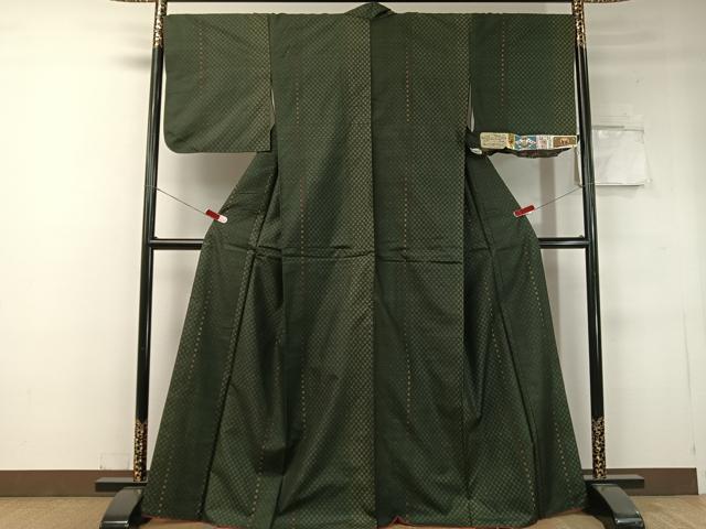 平和屋着物●本場大島紬 9マルキ 堅山絹織物謹製 純泥染 市松文様 証紙付き 正絹 逸品 CABC2645vp
