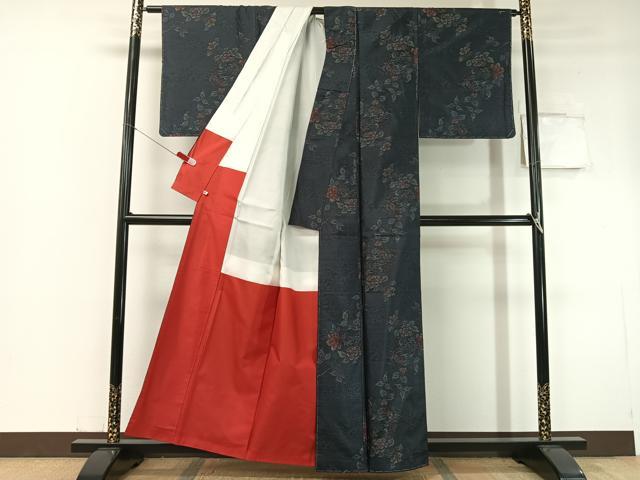 平和屋着物●本場大島紬 草花文 さが美扱い 正絹 逸品 未使用 CABC2646vp