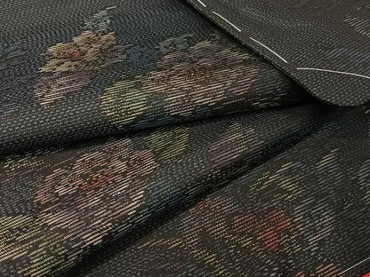 平和屋着物●本場大島紬 草花文 さが美扱い 正絹 逸品 未使用 CABC2646vp