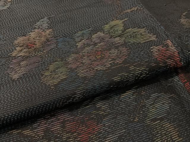 平和屋着物●本場大島紬 草花文 さが美扱い 正絹 逸品 未使用 CABC2646vp