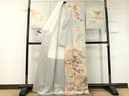 平和屋着物●創業460年・千總　訪問着　駒刺繍　吉祥花文　暈し染め　金彩　正絹　逸品　CABC2648vp