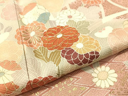平和屋着物●創業460年・千總　訪問着　駒刺繍　吉祥花文　暈し染め　金彩　正絹　逸品　CABC2648vp