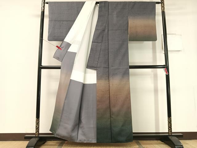 平和屋着物●訪問着 生紬 作家物 霞文 正絹 逸品 CABC2649vp